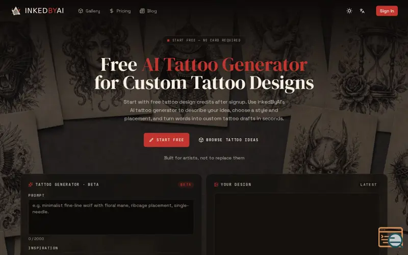 Screenshot of InkedByAI