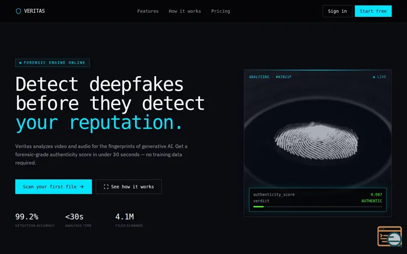 Screenshot of Veritas AI