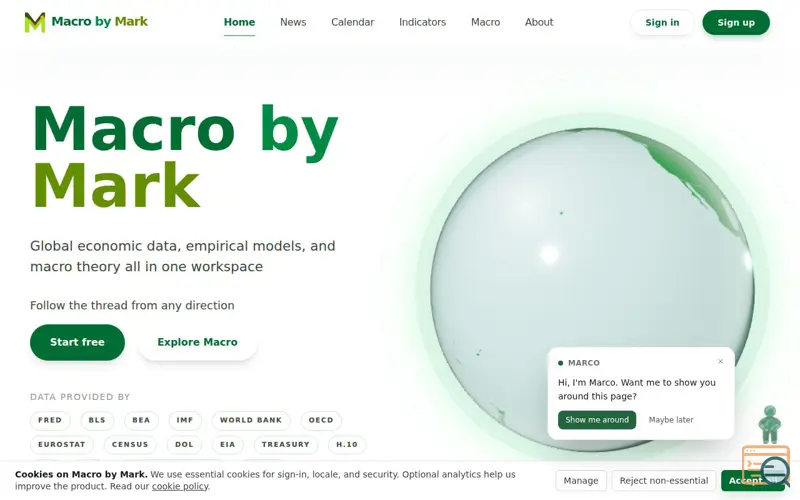 Screenshot of Macro by Mark, a launch using European Central Bank