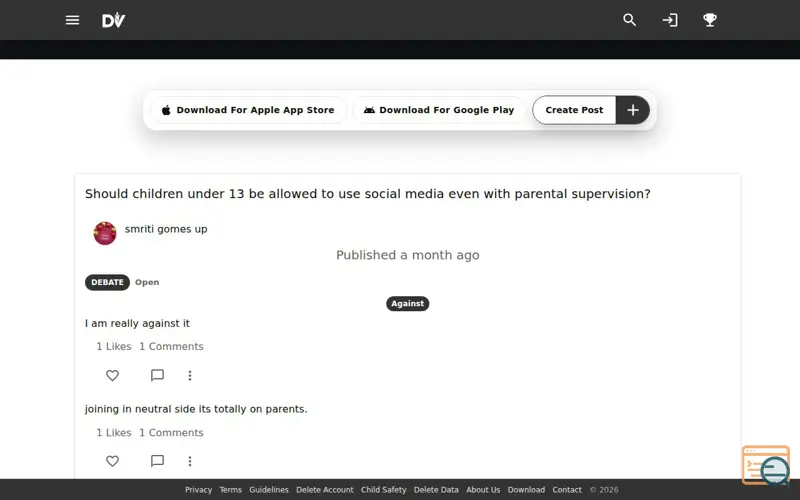 Screenshot of Debate Verdict: Debate App