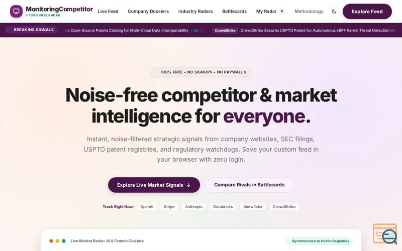 Screenshot of Monitoring Competitor