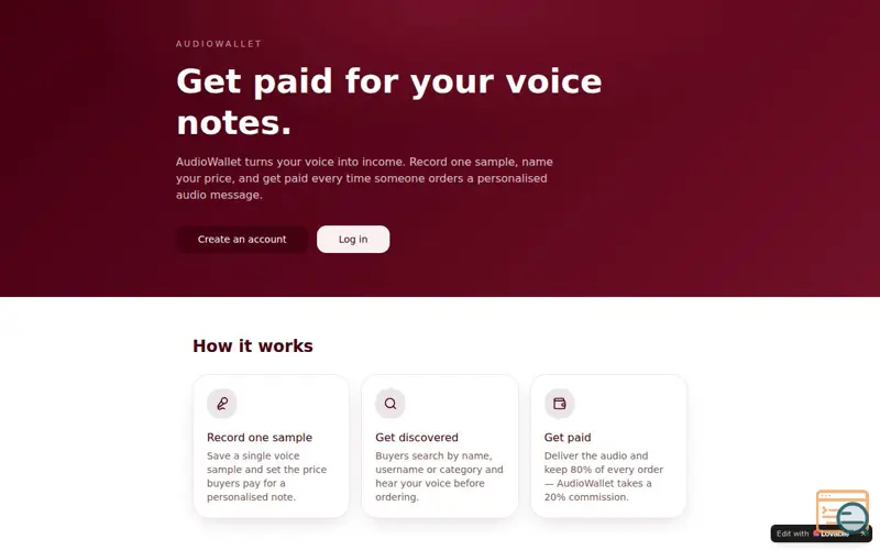 Screenshot of AudioWallet — Earn from voice notes