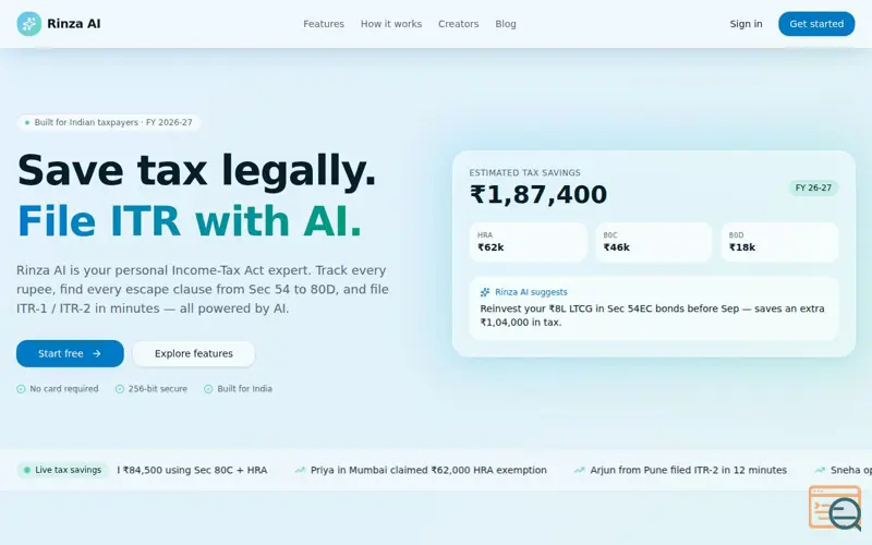 Screenshot of Rinza AI