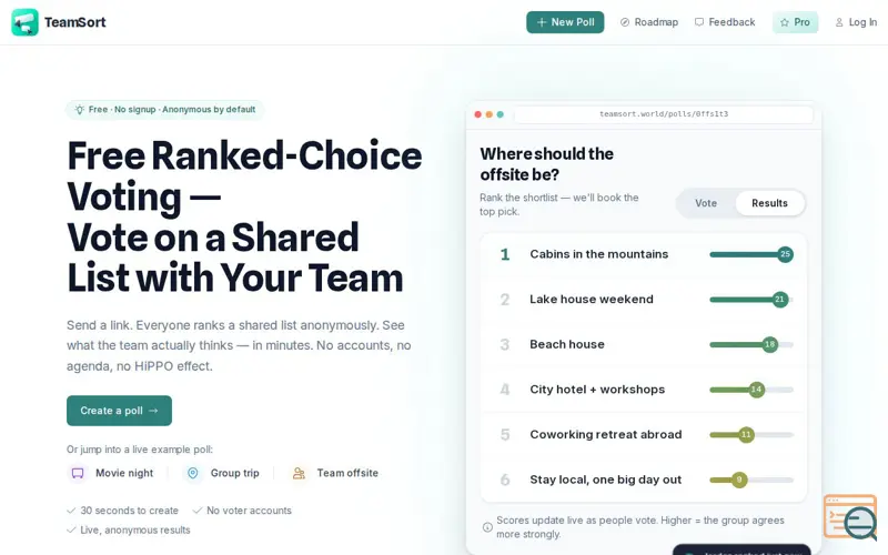 Screenshot of TeamSort 2.0