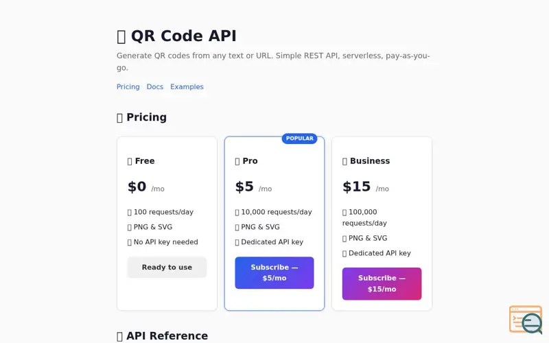 Screenshot of QR Code API — Gadget Humans