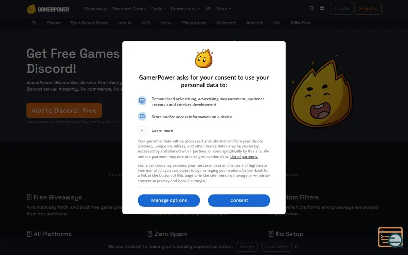Screenshot of GamerPower Discord Bot