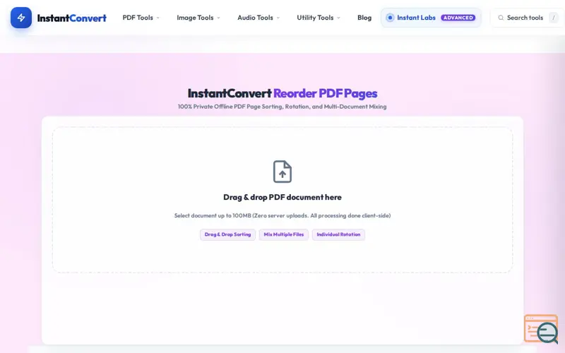 Screenshot of Reorder Pdf 