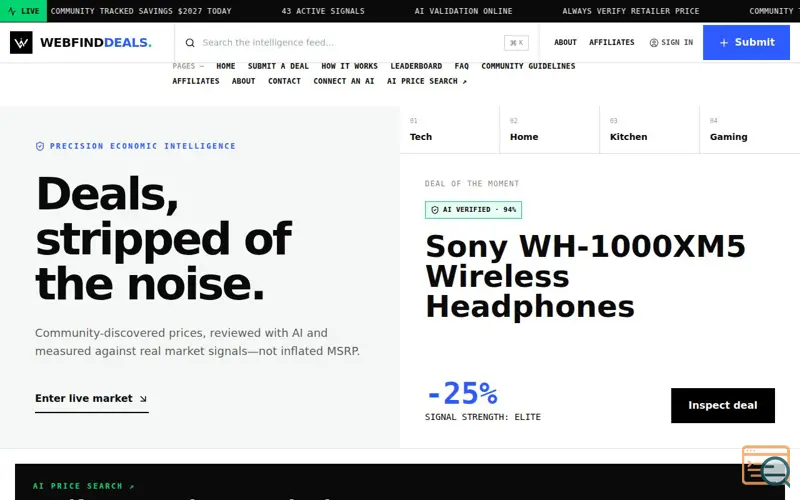 Screenshot of WebFindDeals