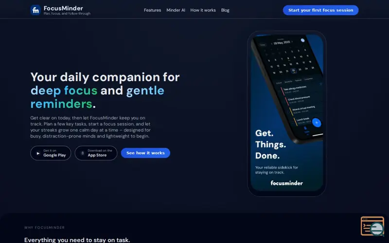 Screenshot of FocusMinder