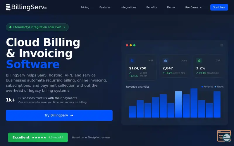 Screenshot of BillingServ