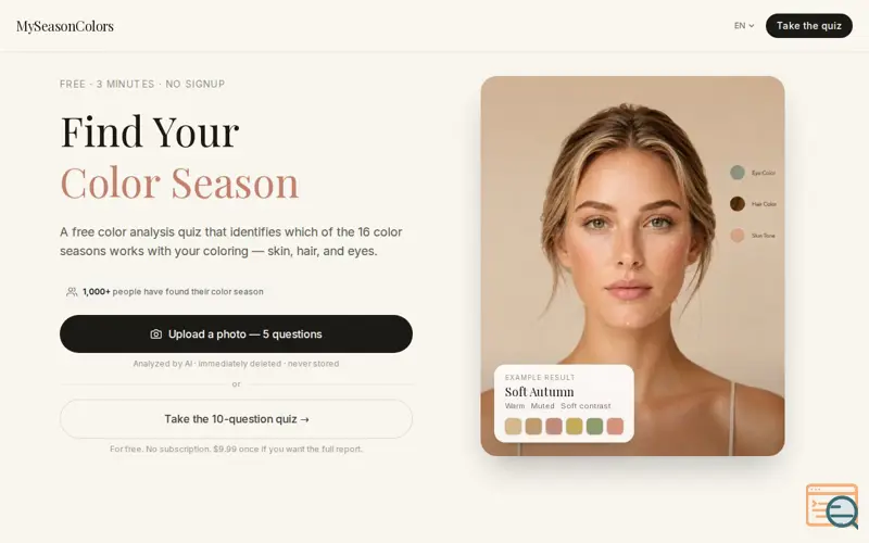 Screenshot of MySeasonColors