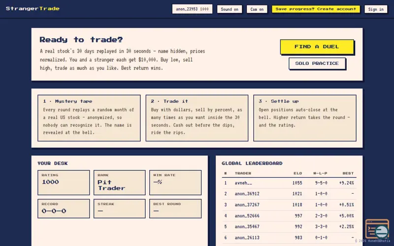 Screenshot of An Omegle for Day Trading