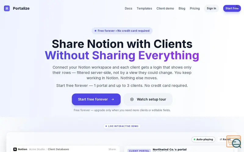 Screenshot of Portalize
