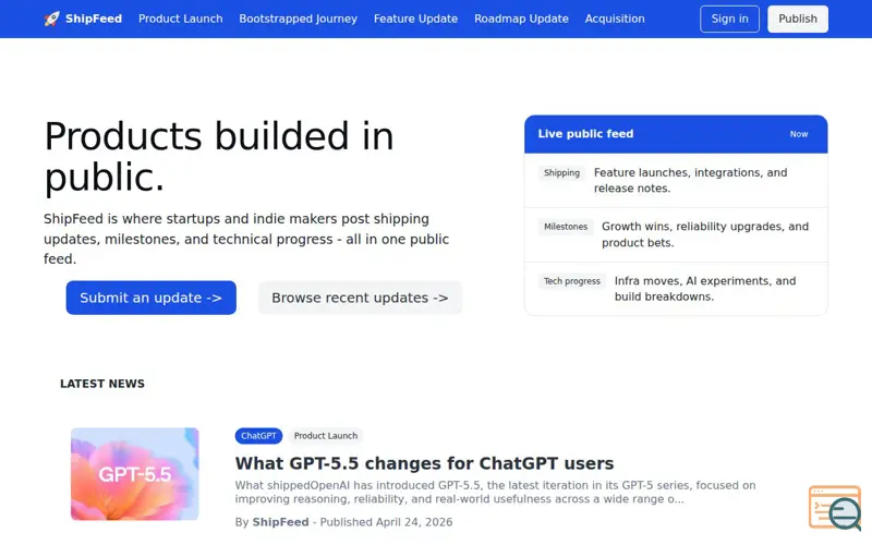 Screenshot of ShipFeed