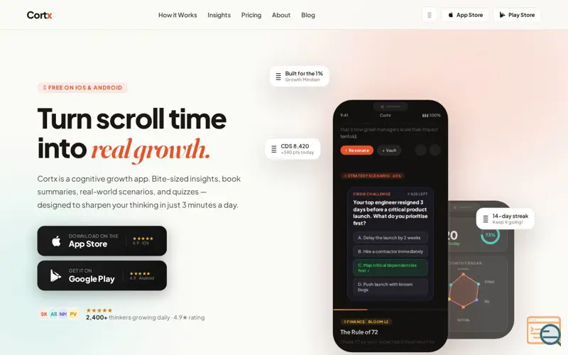 Screenshot of Cortx — Grow Smarter Every Day