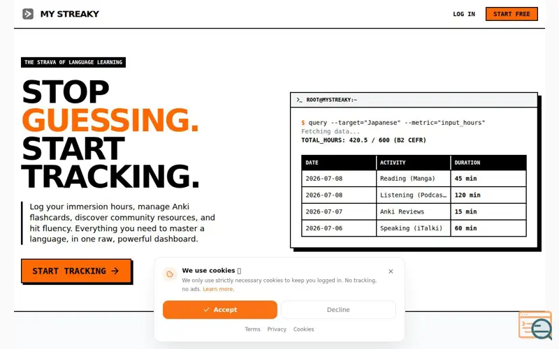 Screenshot of MyStreaky