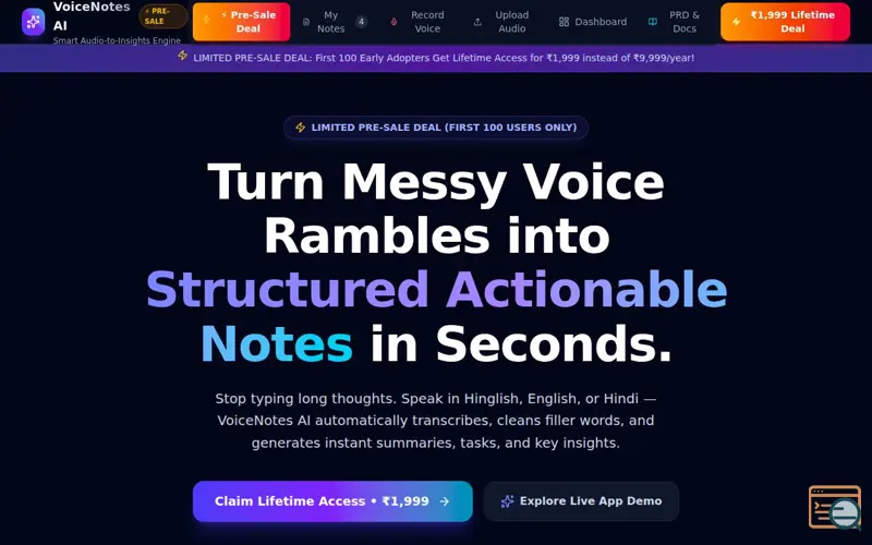Screenshot of Voice note ai 