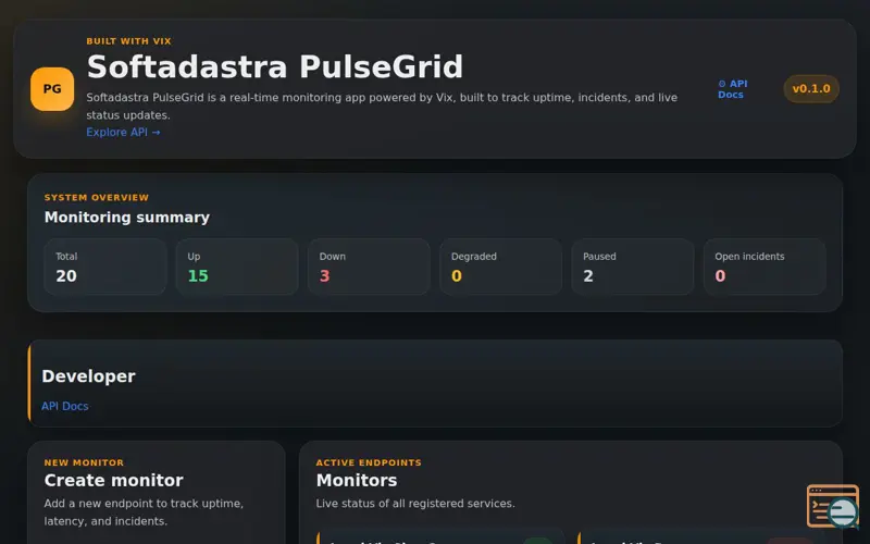 Screenshot of PulseGrid