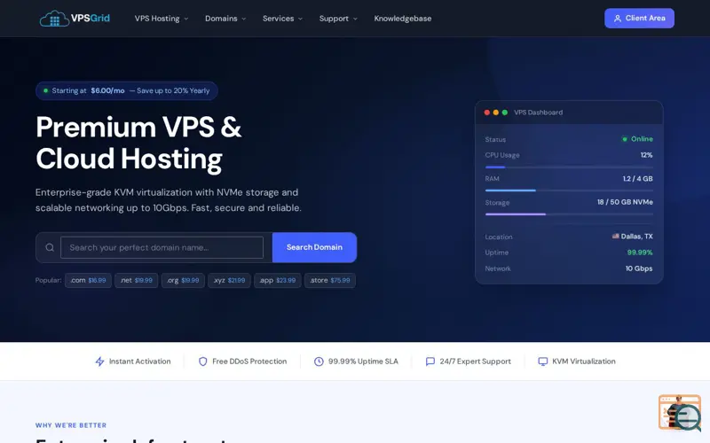 Screenshot of VPSGrid