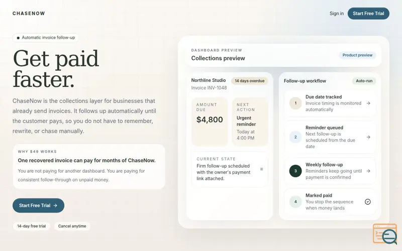 Screenshot of chasenow.app