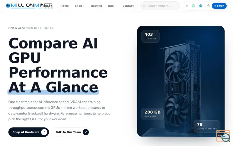 Screenshot of MillionMiner GPU & AI Benchmark Tool