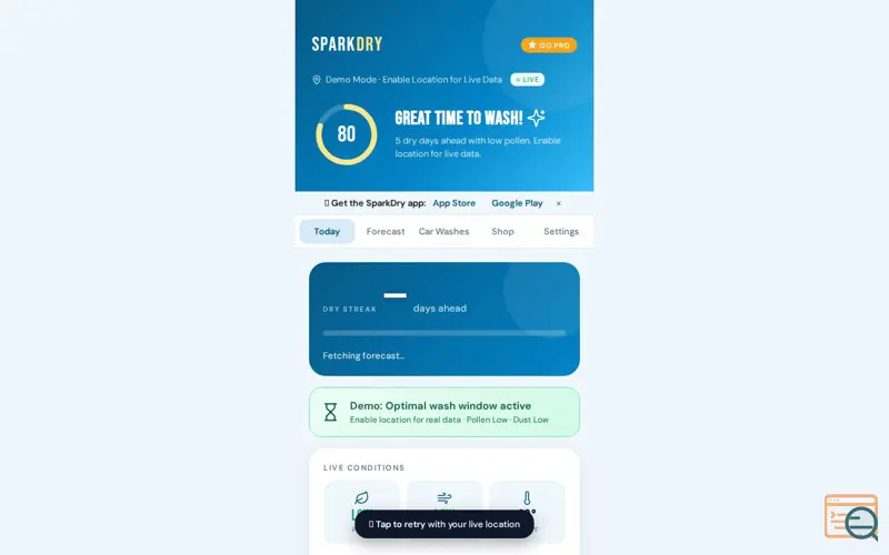 Screenshot of SparkDry