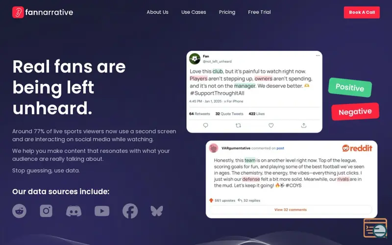 Screenshot of Fan Narrative