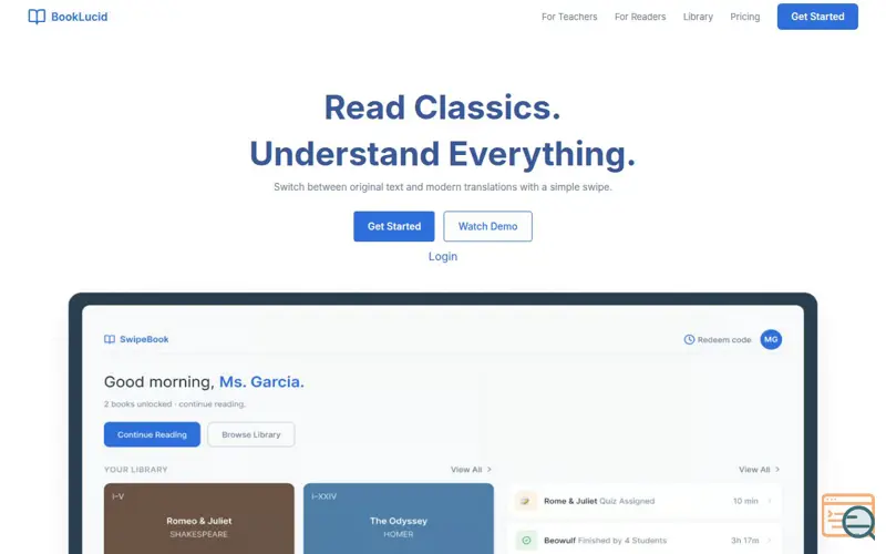 Screenshot of BookLucid
