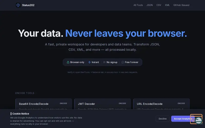 Screenshot of Status202