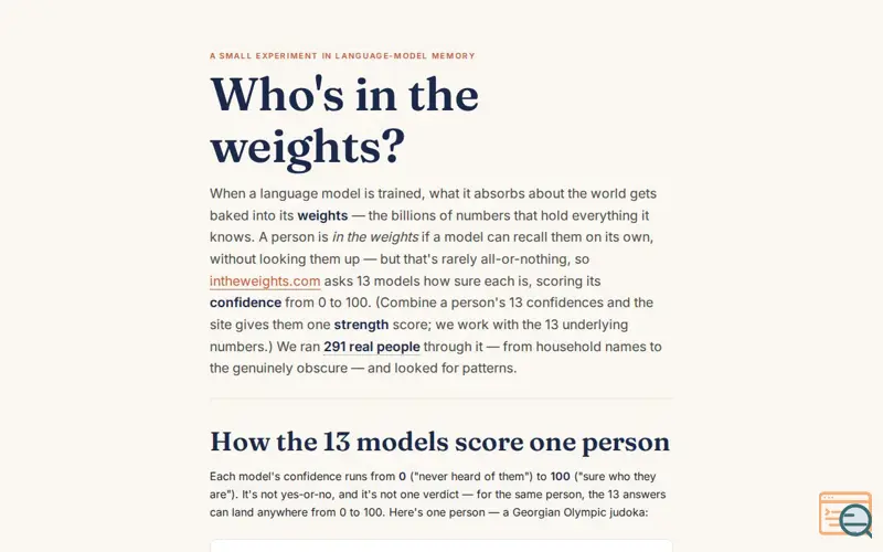 Screenshot of Who's in the weights?