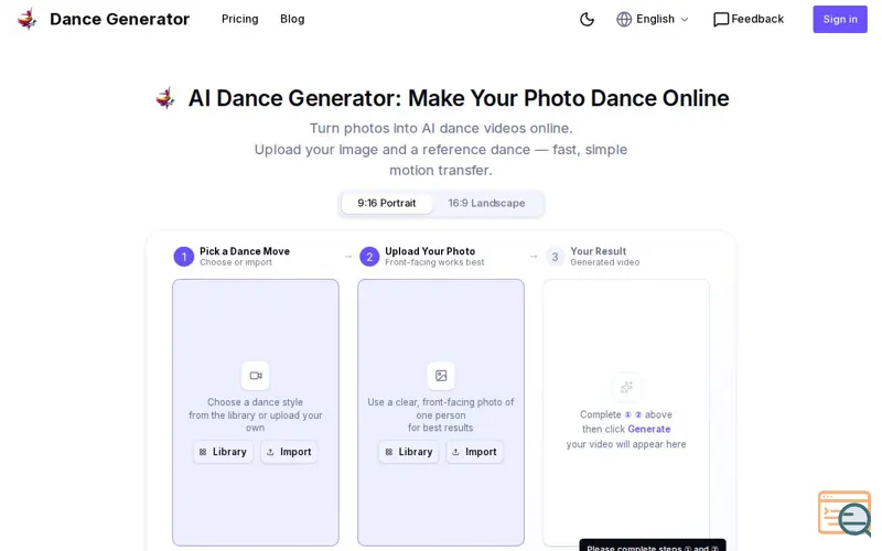 Screenshot of Dancegenerator