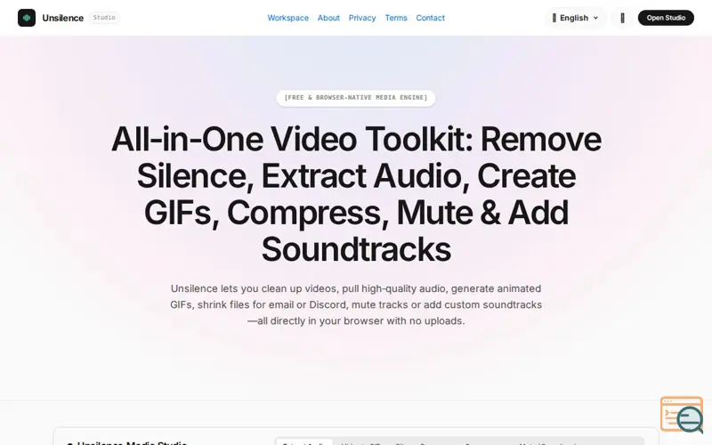 Screenshot of Unsilence — Free Online Video Silence Remover & Audio Extractor