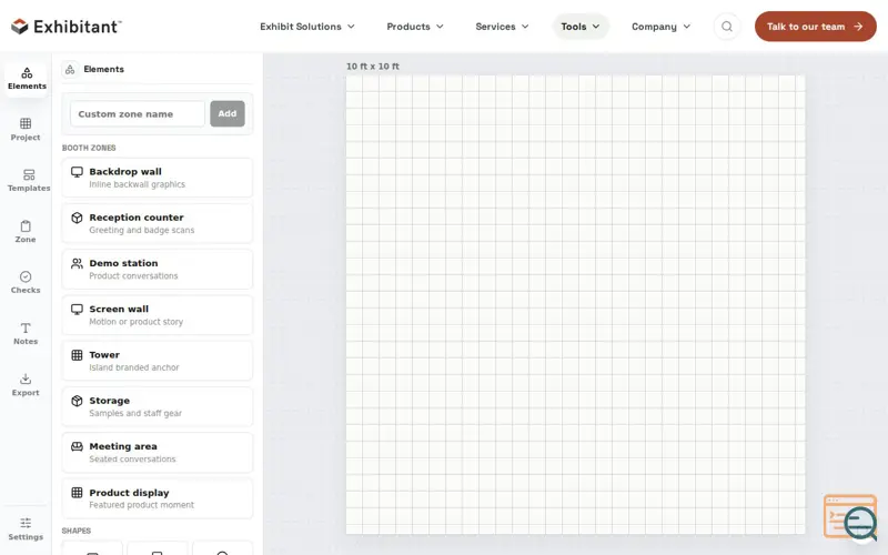 Screenshot of Trade Show Booth Layout Builder