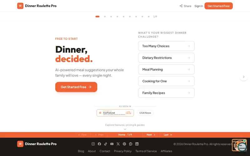 Screenshot of Dinner Roulette Pro
