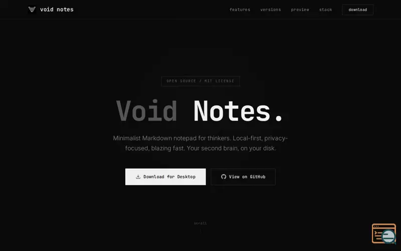 Screenshot of Void Notes — Minimalist Markdown Notepad