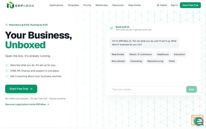 Screenshot of ERPnBox