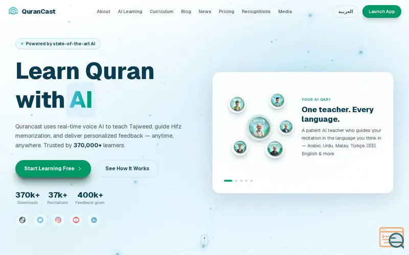 Screenshot of Qurancast
