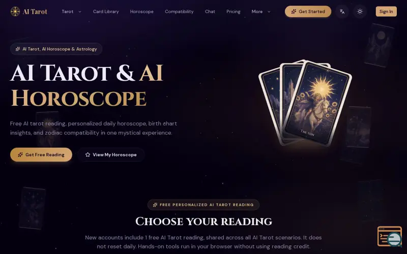 Screenshot of AI Tarot