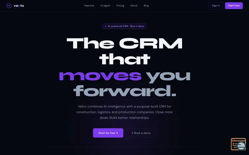 Screenshot of Vekto CRM/The CRM that moves you forward