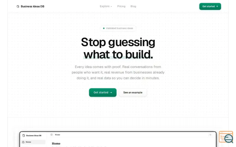 Screenshot of Business Ideas Database