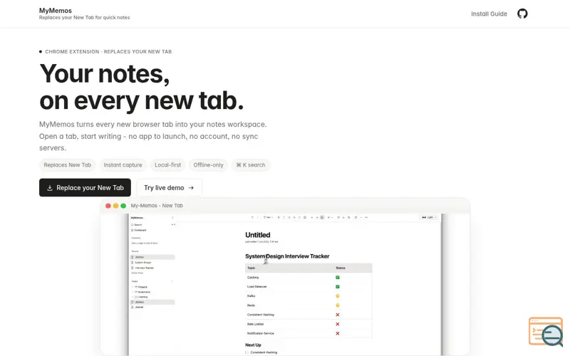 Screenshot of MyMemos