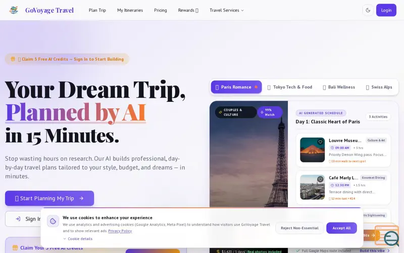 Screenshot of GoVoyage Travel 2.0, a launch using Blink Maps