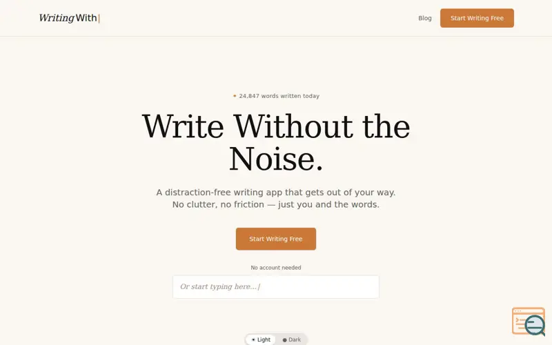 Screenshot of Writing With - Just you and a blank page