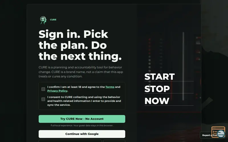 Screenshot of CURE