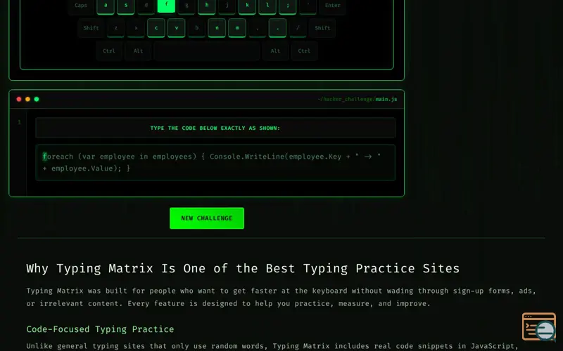 Screenshot of The Typing Matrix