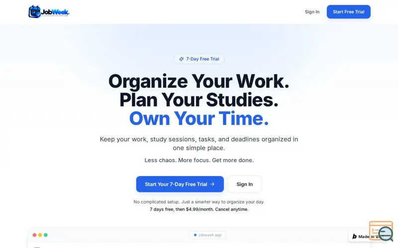Screenshot of JobWeek