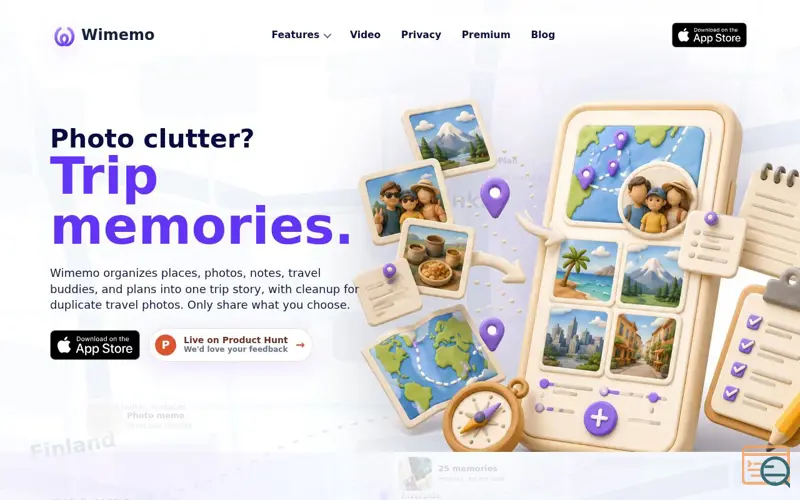 Screenshot of Wimemo - Travel photo map