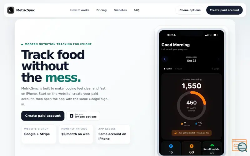 Screenshot of MetricSync