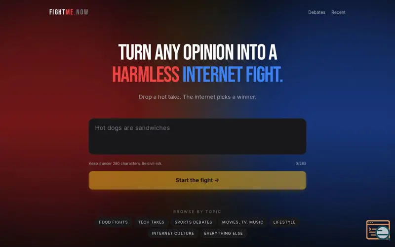 Screenshot of FightMe.now