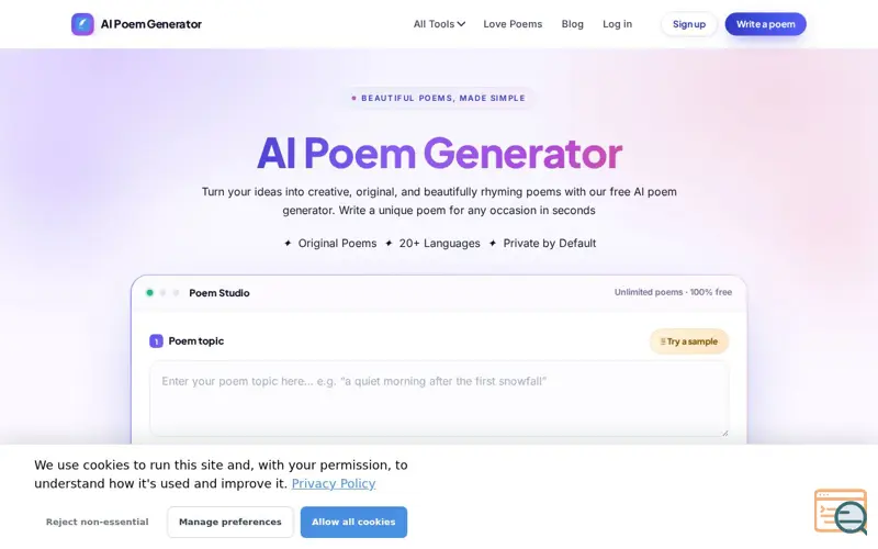 Screenshot of AI Poem Generator